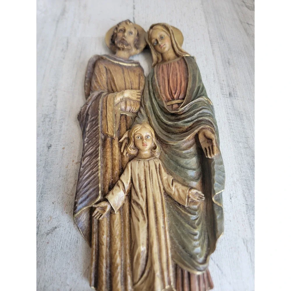 Vintage Italian holy family Mary Joseph Jesus hanging wall‎ decor religious